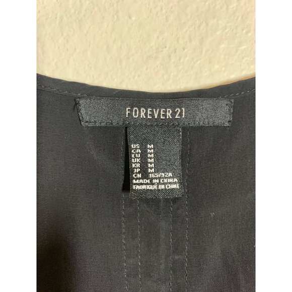 Forever 21 Blouse Tank Top Business Casual Black Blouse Y2K Women's Size Medium - Picture 4 of 5
